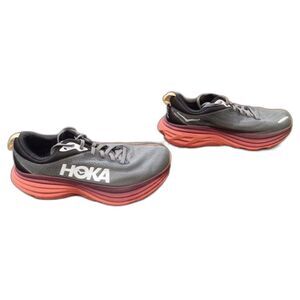 Hoka One Bondi 8 Sneakers Shoes Gray Orange Women's Size 12B